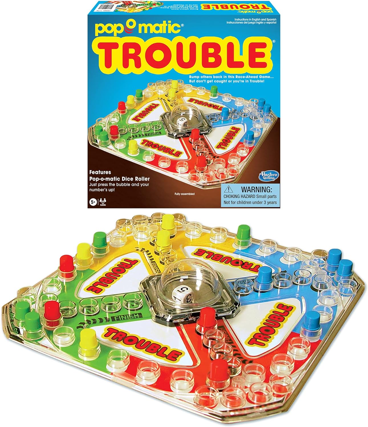 Winning Moves Games Classic Trouble Board Game,4 players, 1176, Multicolor, Extra Wide