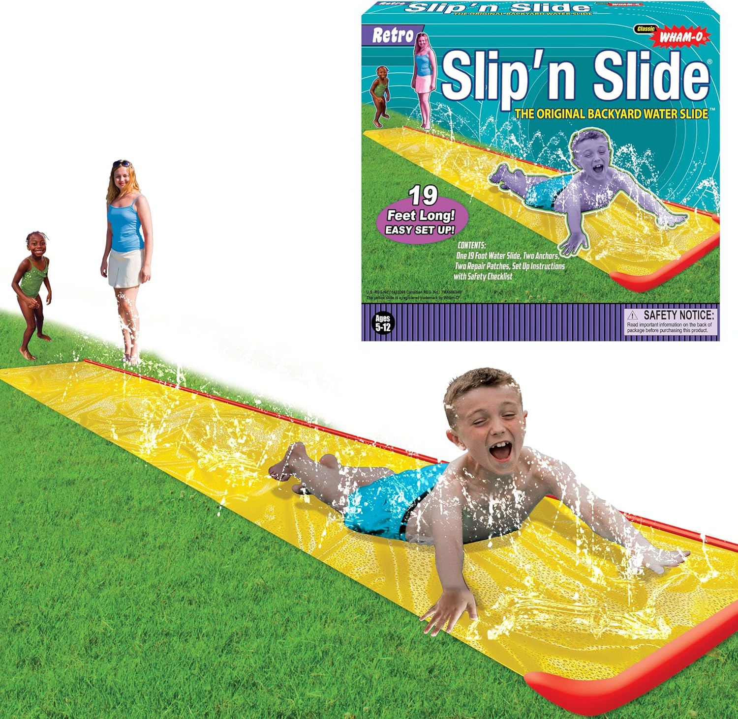 Classic Wham-O Slip' N Slide (19 feet), by Winning Moves Games USA, Backyard Water Slide for Kids and Adults Ages 5 