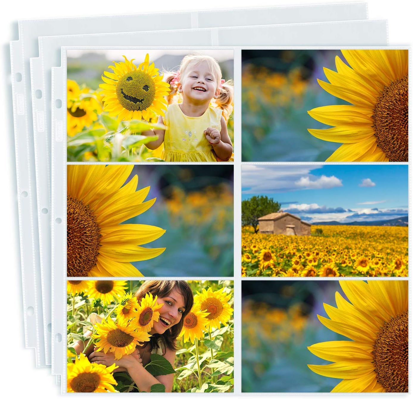 Dunwell Photo Album Refill Pages 12x12 - (4x6 Landscape, 10 Pack) Holds 120 4x6 Photos, 4x6 Photo Sleeves for 3 Ring Binder, D-Ring Scrapbook Album 12x12, Archival Quality Page Protectors 12x12