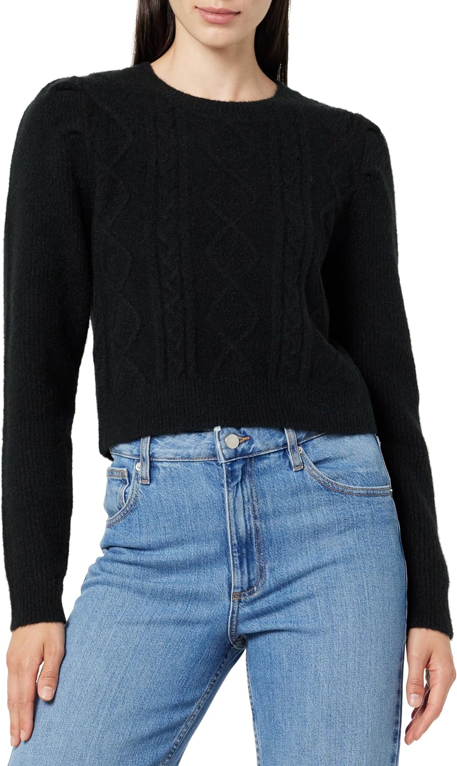 The Drop Women' Gloria Puff Sleeve Cable-Knit Sweater