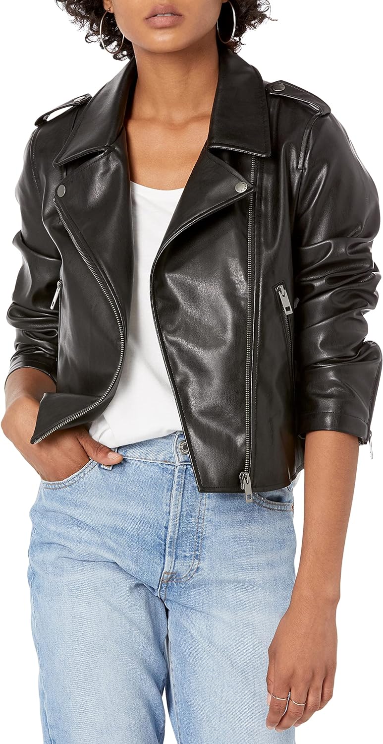The Drop Women' Heather Faux Leather Moto Jacket