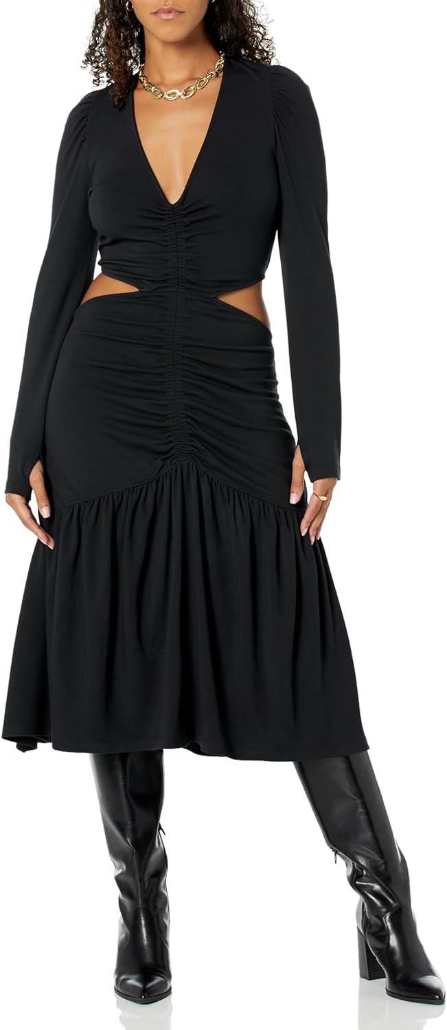 The Drop Women' Black Cut-Out Waist Long Dress by @Itsjuliettefoxx
