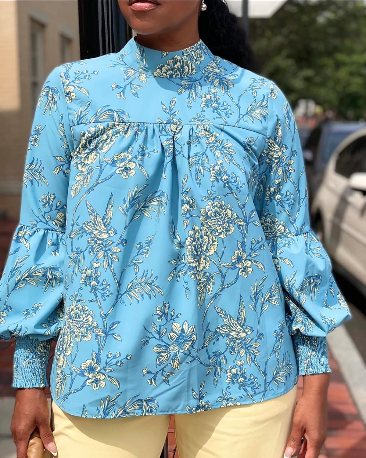 The Drop Women' Floral Print Bishop Sleeve Blouse by @bosslady_life_style