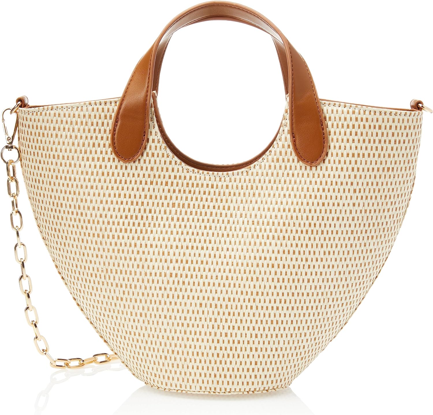 The Drop Women' Jade Straw Tote with Chain Strap