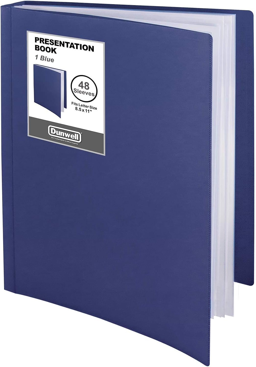 Dunwell Binder with Plastic Sleeves 48-Pocket (1 Pack, Blue) - Presentation Book, 8.5 x 11 Portfolio Folder with Clear Sheet Protectors, Displays 96-Page Documents, Certificates, Important Papers