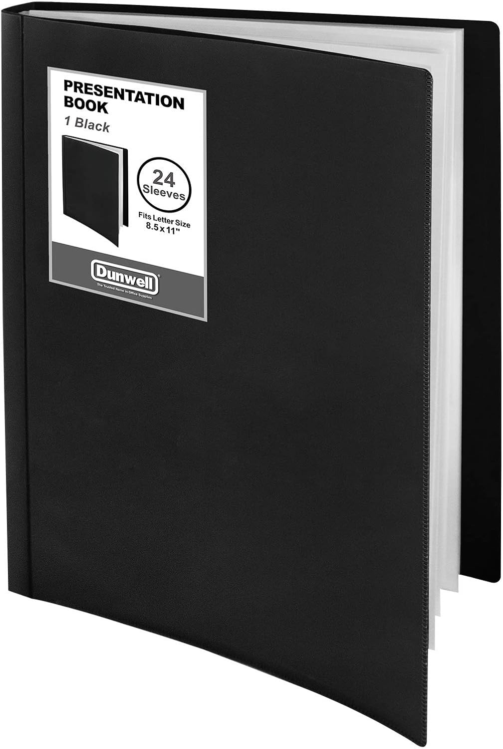 Dunwell Binder with Plastic Sleeves 24-Pocket (1 Pack, Black) - Presentation Book, 8.5 x 11 Portfolio Folder with Clear Sheet Protectors, Displays 48-Page Documents, Certificates, Important Papers