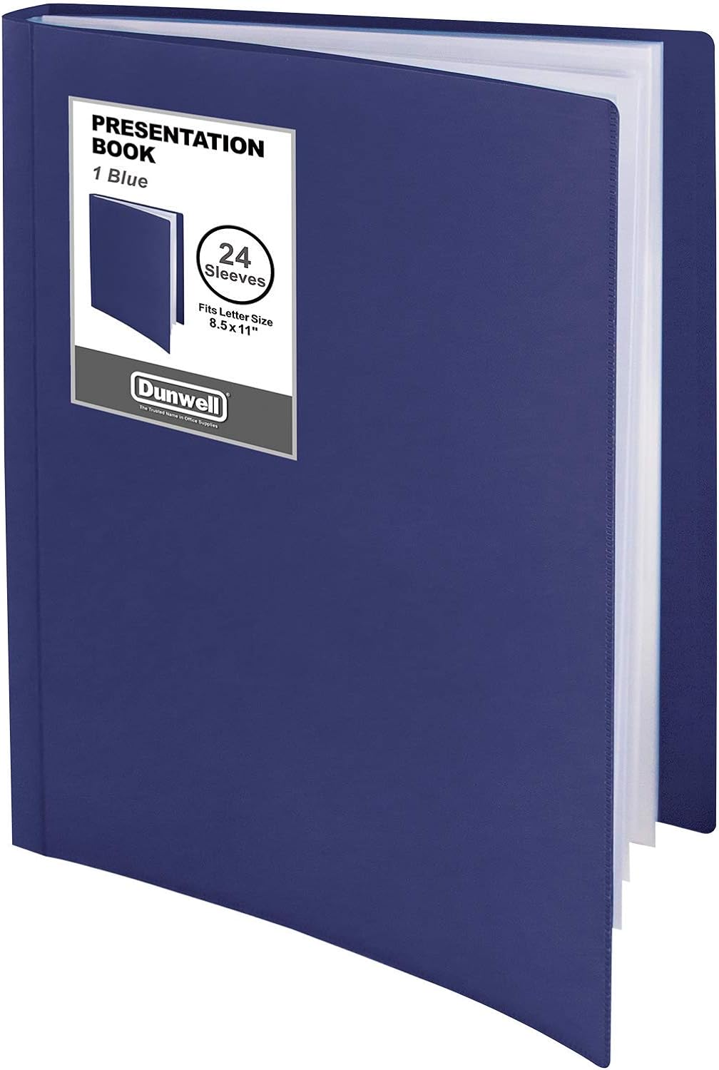 Dunwell Binder with Plastic Sleeves 24-Pocket (1 Pack, Blue) - Presentation Book, 8.5 x 11 Portfolio Folder with Clear Sheet Protectors, Displays 48-Page Documents, Certificates, Important Papers