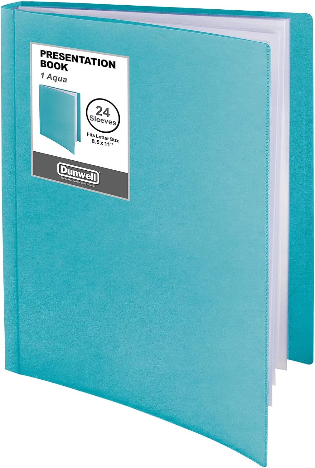 Dunwell Binder with Plastic Sleeves 24-Pocket (1 Pack, Aqua) - Presentation Book, 8.5 x 11 Portfolio Folder with Clear Sheet Protectors, Displays 48-Page Documents, Certificates, Important Papers