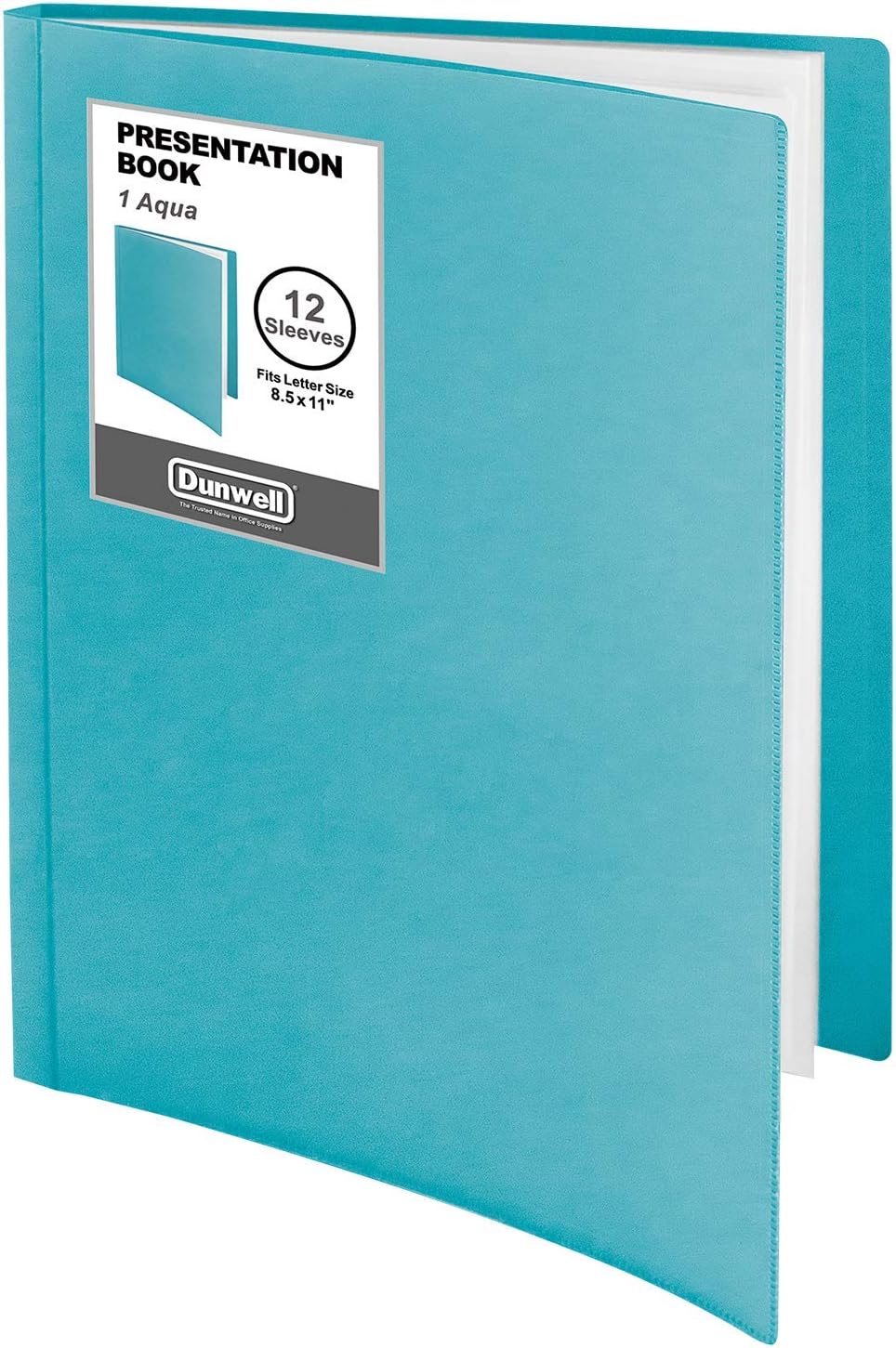 Dunwell Binder with Plastic Sleeves 12-Pocket (1 Pack, Aqua) - Presentation Book, 8.5 x 11 Portfolio Folder with Clear Sheet Protectors, Displays 24-Page Documents, Certificates, Important Papers