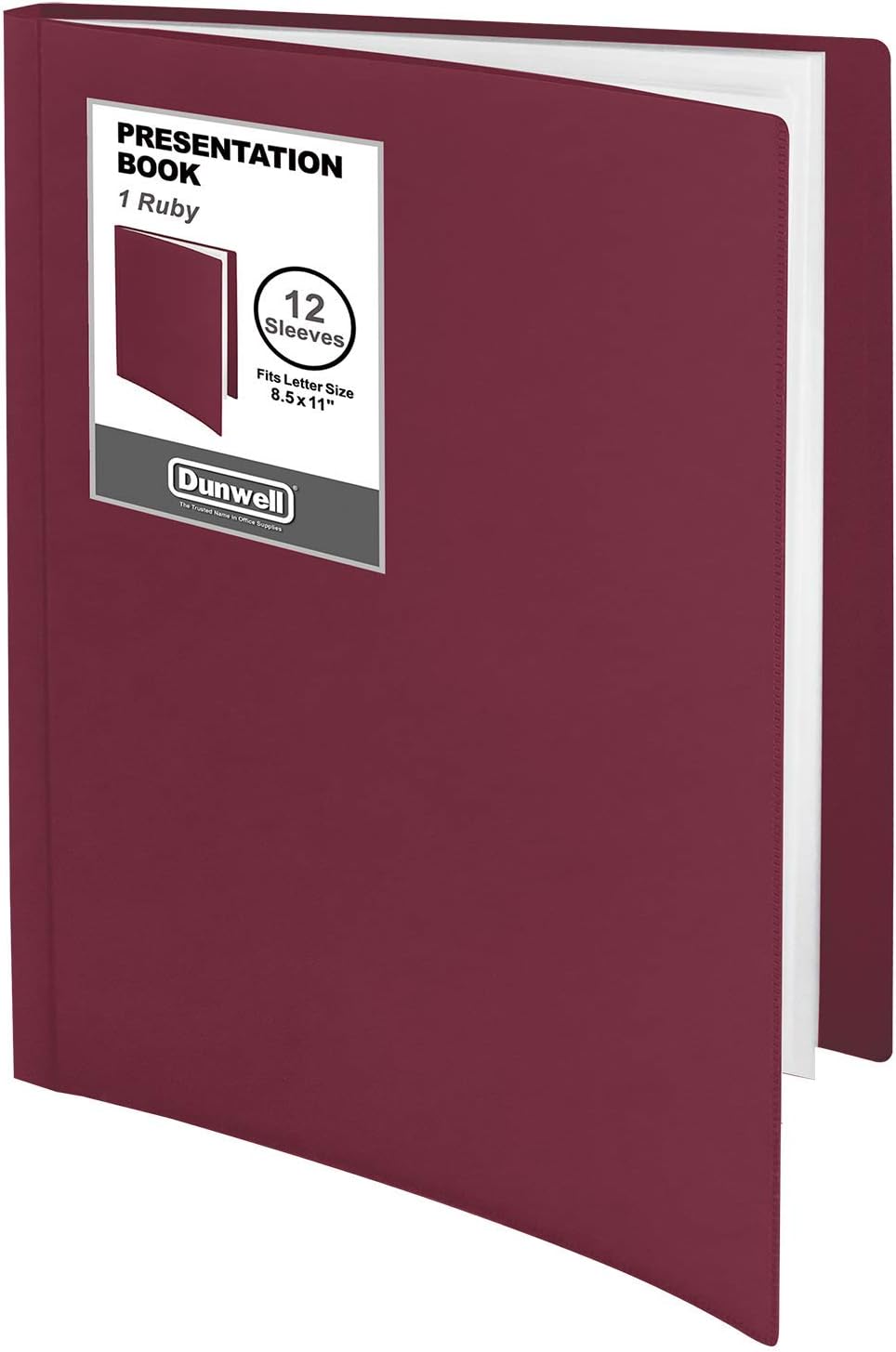 Dunwell Binder with Plastic Sleeves 12-Pocket (1 Pack, Ruby) - Presentation Book, 8.5 x 11 Portfolio Folder with Clear Sheet Protectors, Displays 24-Page Documents, Certificates, Important Papers