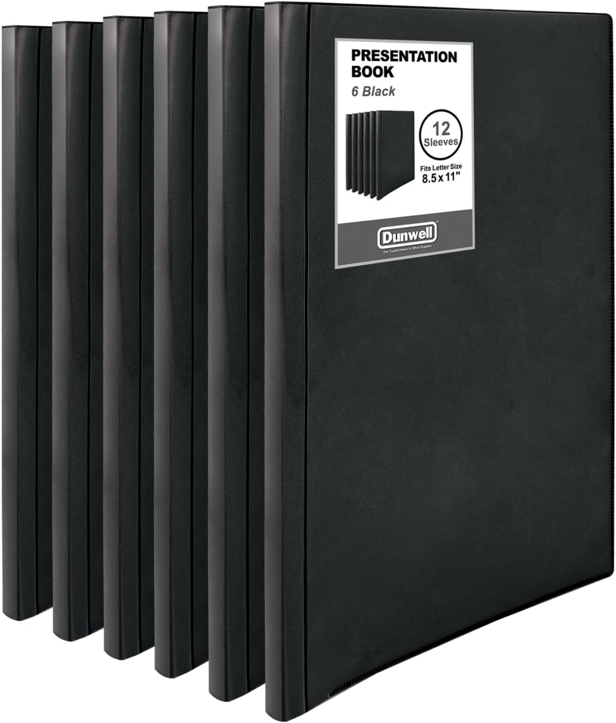 Dunwell Binder with Plastic Sleeves 12-Pocket (6 Pack, Black) - Presentation Book, 8.5 x 11 Portfolio Folder with Clear Sheet Protectors, Displays 24-Page Documents, Certificates, Important Papers