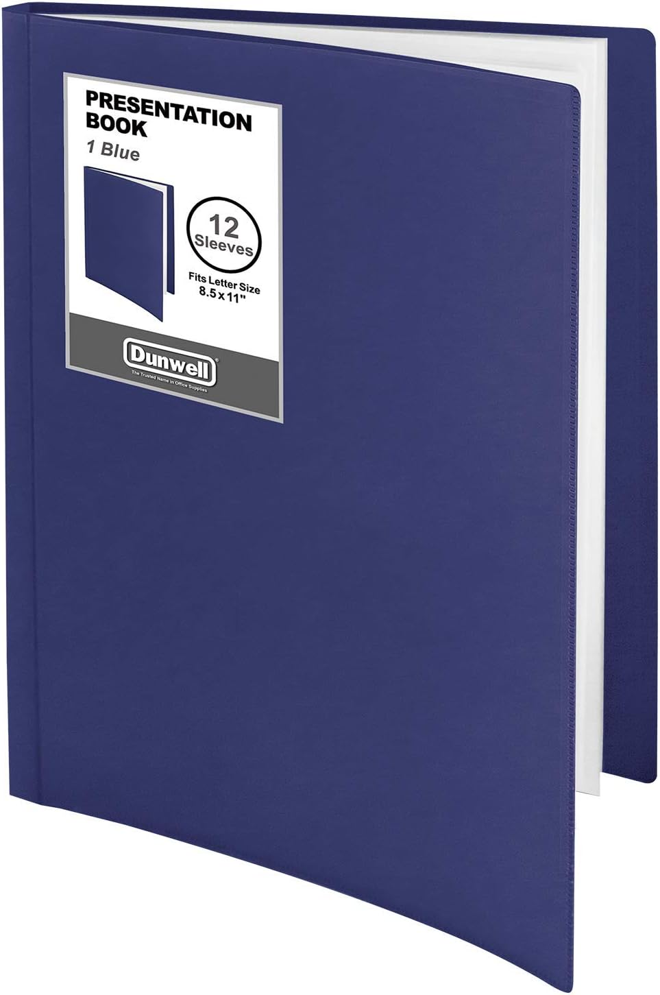 Dunwell Binder with Plastic Sleeves 12-Pocket (1 Pack, Blue) - Presentation Book, 8.5 x 11 Portfolio Folder with Clear Sheet Protectors, Displays 24-Page Documents, Certificates, Important Papers