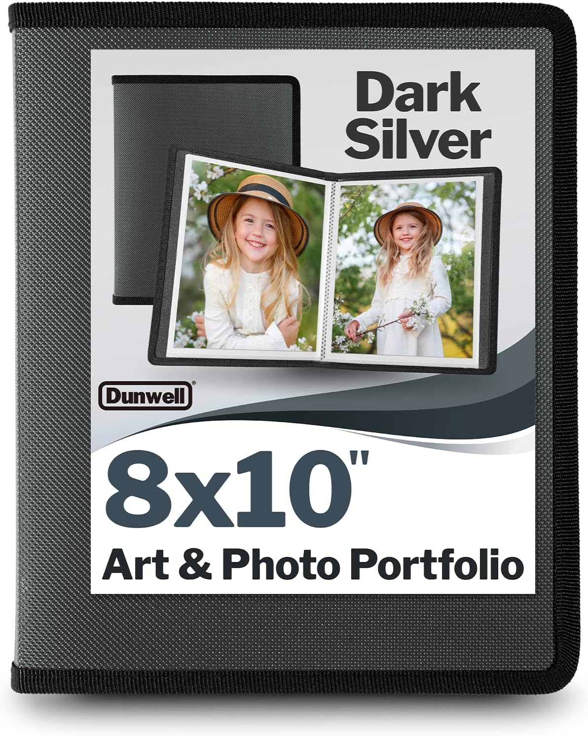 Dunwell 8x10 Photo Album Portfolio - (Gray), Photo Album 8x10 with 24 Sleeves, Display 48 Pages, Use as School Picture Album 8 x 10, Senior Picture Album, or 8x10 Album Picture Book Portfolio