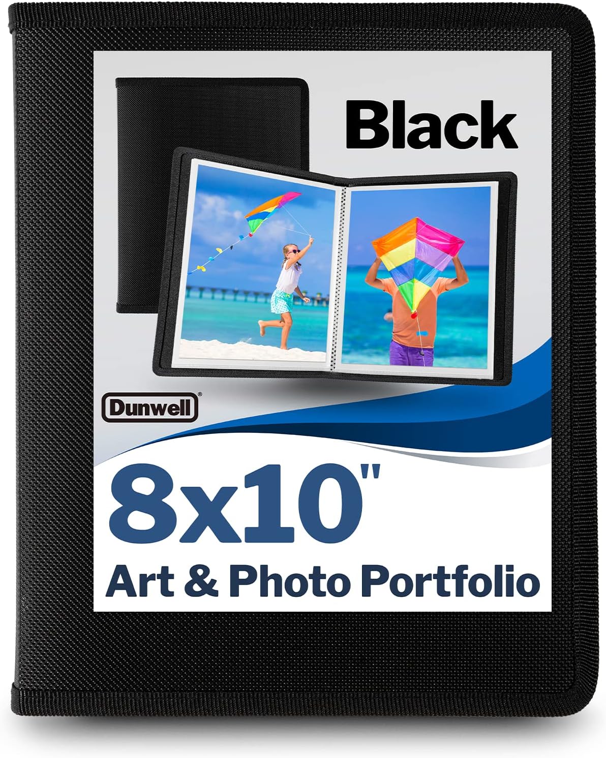 Dunwell 8x10 Photo Album Portfolio - (Black), 8 x 10 Photo Album, 24 Sleeves Display 48 Pages, for Photo Album Storage, School Photo Album 8x10, Album for 8x10 Pictures or Keepsake Picture Album