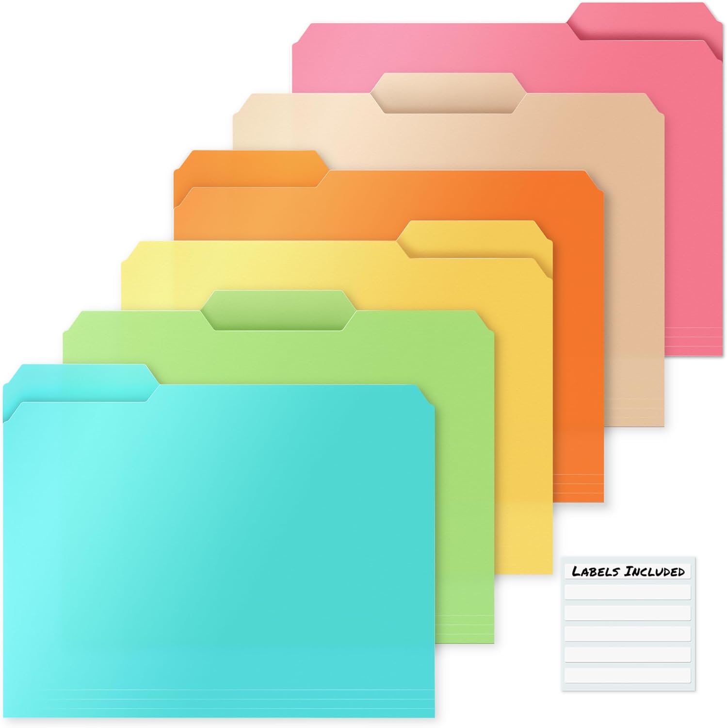 Dunwell Pastel Plastic File Folders  (6 Pack), Sturdy 1/3 Tab File Folders Letter Size, Assorted Light Color Manila Folders 8.5 x 11, Poly File Folders for Documents, File Folders with Tabs, Labels