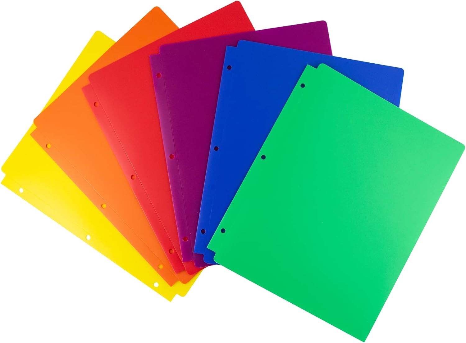 Dunwell 3 Holes Pocket Folders - (6 Pack, Assorted Colors), 3 Ring Binder Folders with Pockets and Holes, 2 Pocket Folder 3 Hole Punch, Poly Folders with Pockets 3 Hole Punched, with Adhesive Labels