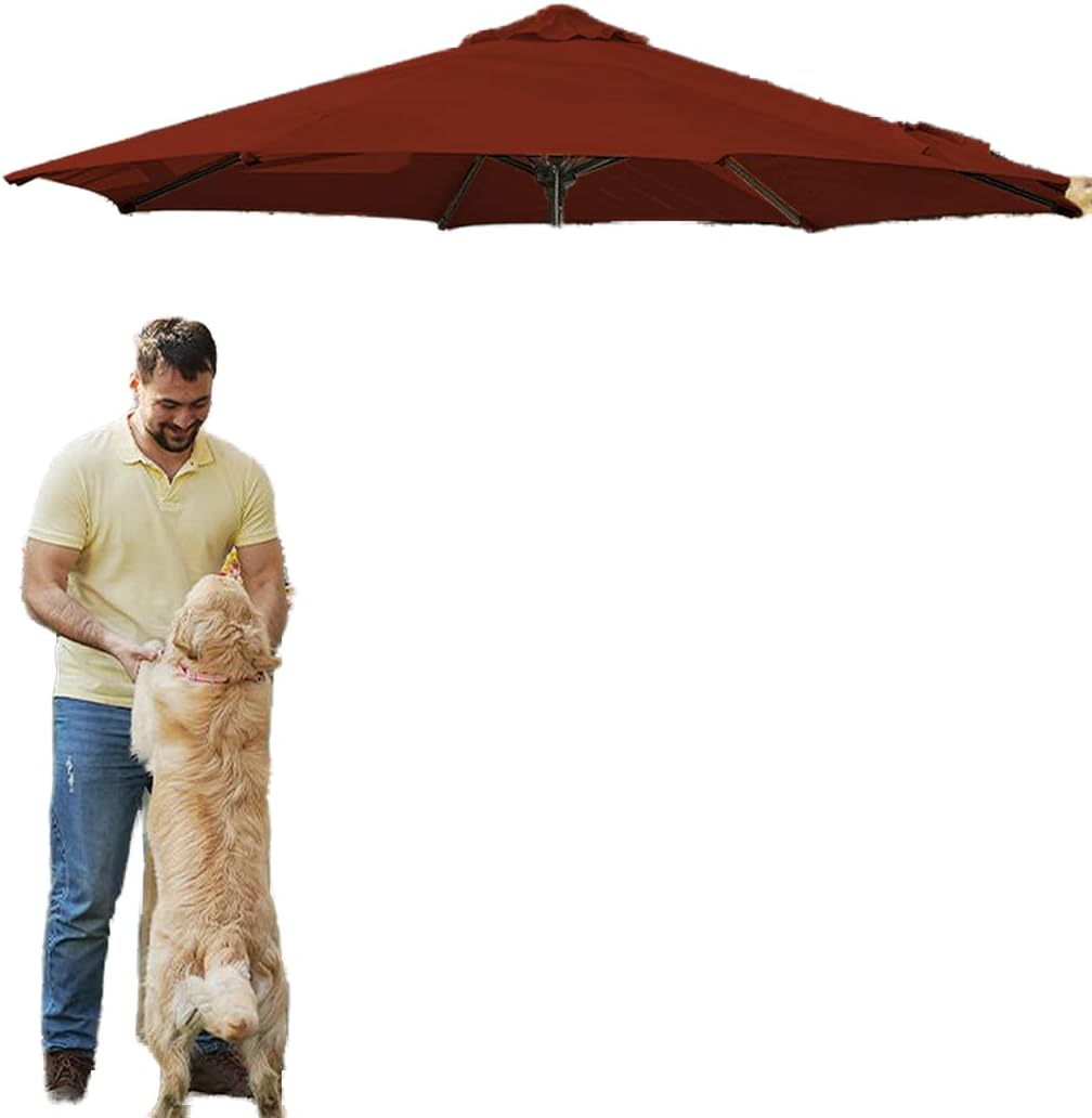 wikiwiki 9 FT Olefin Patio Umbrella Outdoor Market Umbrellas with 3-year Nonfading Olefin Canopy Push Button Tilt for Garden, Backyard & Pool