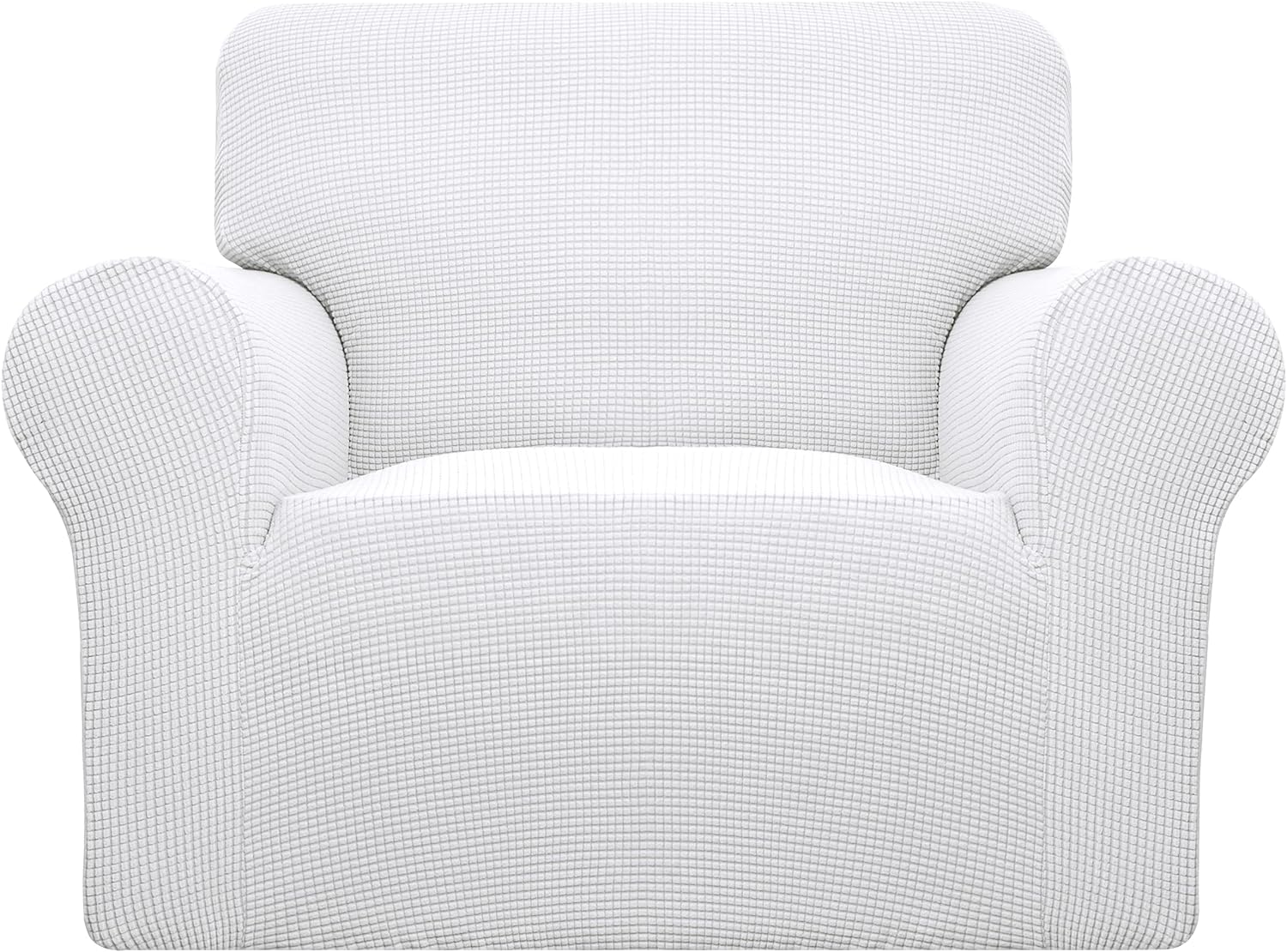 Easy-Going Stretch Chair Sofa Slipcover 1-Piece Couch Sofa Cover Furniture Protector Soft with Elastic Bottom for Kids, Pet. Spandex Jacquard Fabric Small Checks (Chair, Snow White)