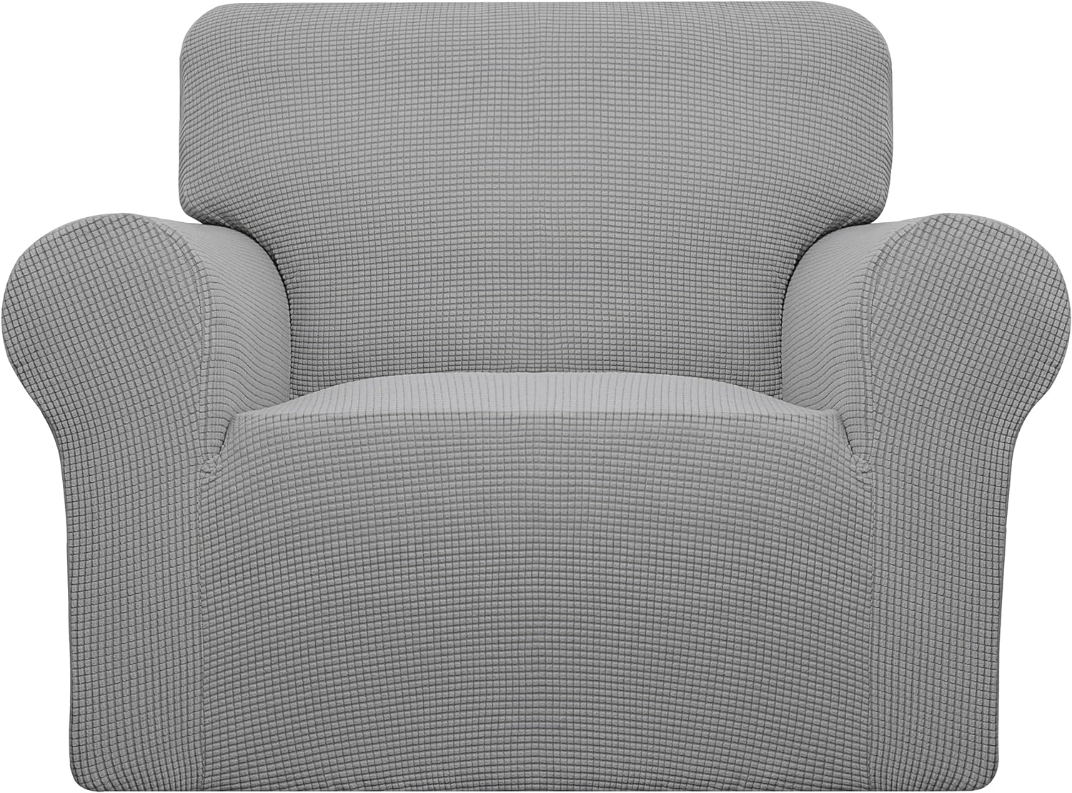 Easy-Going Stretch Chair Sofa Slipcover 1-Piece Couch Sofa Cover Furniture Protector Soft with Elastic Bottom for Kids, Pet. Spandex Jacquard Fabric Small Checks (Chair, Light Gray)