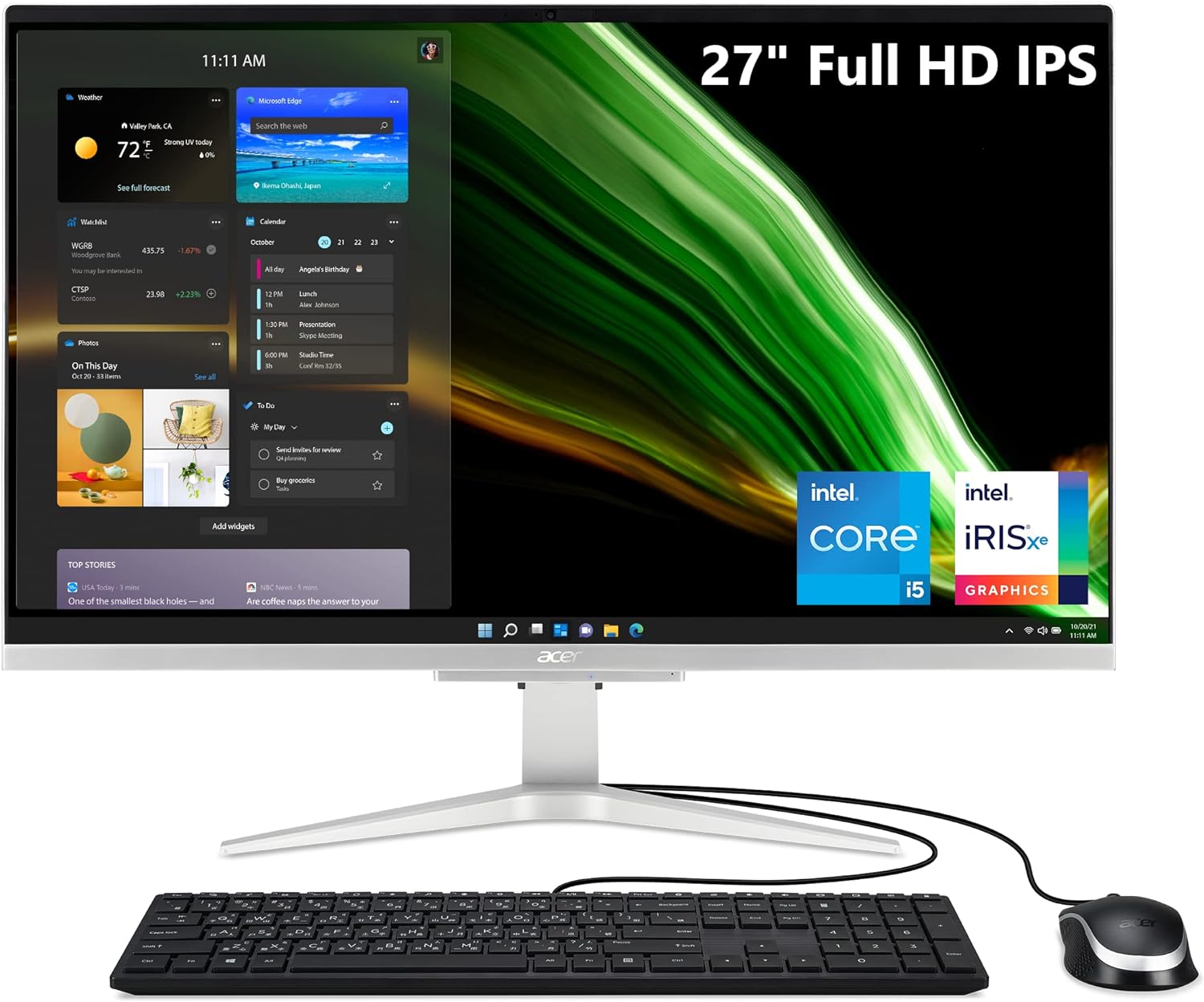 Acer Aspire C27-1655-URi5 AIO Desktop | 27 Full HD IPS Display | 11th Gen Intel Core i5-1135G7 | Intel Iris Xe Graphics | 8GB DDR4 | 512GB NVMe M.2 SSD | Intel Wireless Wi-Fi 6 | Windows 11 Home