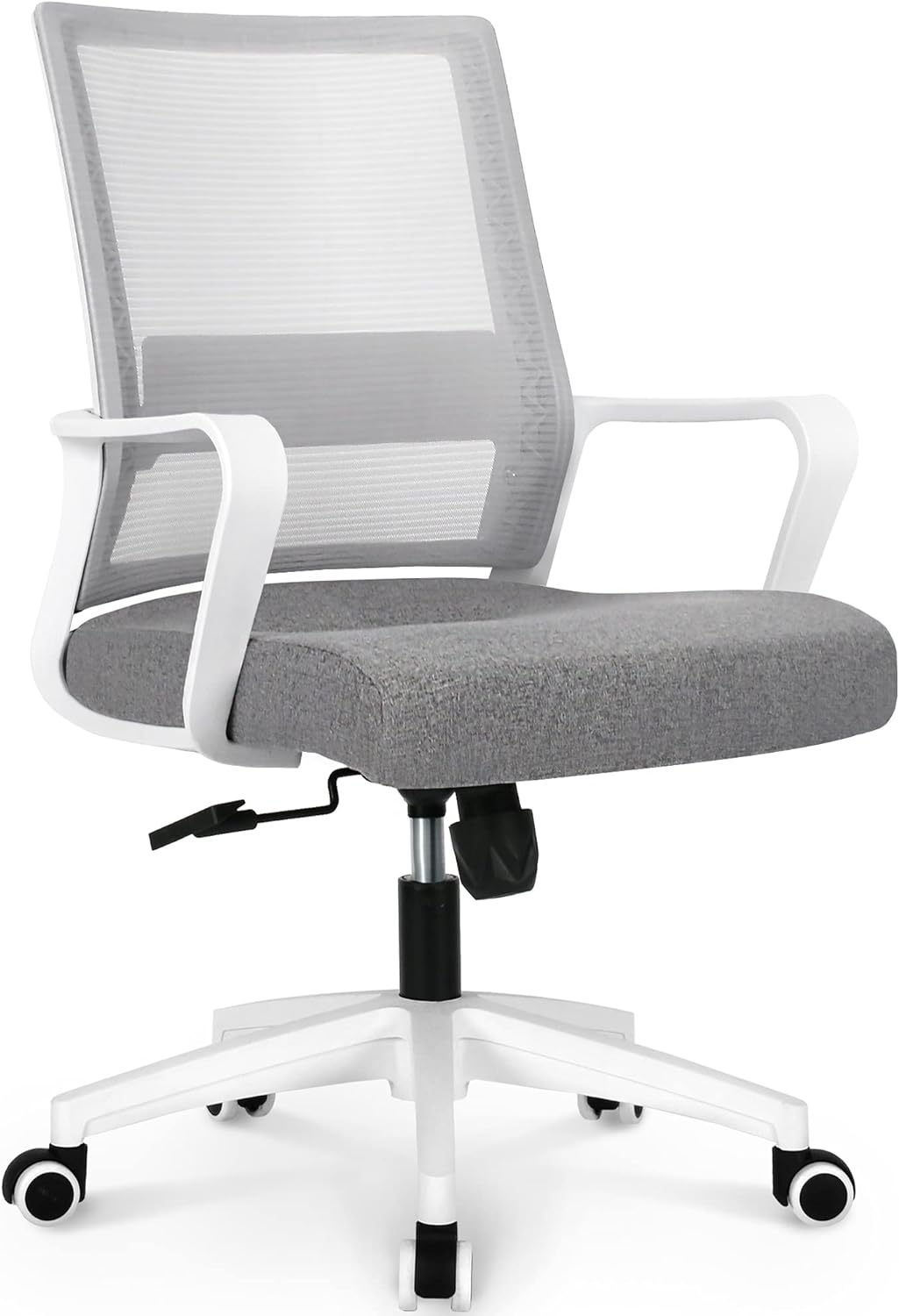 NEO CHAIR Office Chair Ergonomic Desk Mid Back Mesh Computer Gaming Chair with Lumbar Support Comfortable Cushion Swivel Adjustable Height Armrest for Home (Grey)