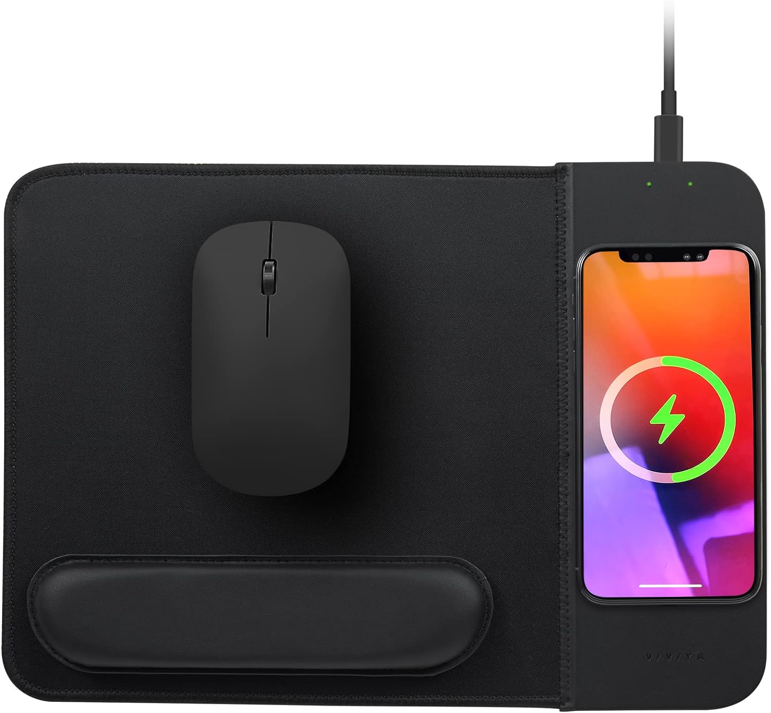 15W Wireless Charging Mouse Pad with Wrist Support, Fast Qi Wireless Charger Mouse Mat for iPhone 14/13/12/12 Pro/11/11Pro/XR/Xs/X/8, Samsung Galaxy S10/S9/S8 Plus Note 9/8 Multiple Devices