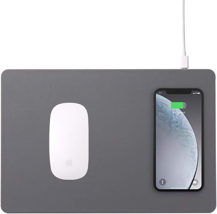 POUT H3 - Qi Wireless Charging Mouse Pad Mat for iPhone, Airpod, Samsung Galaxy (Dust Gray)