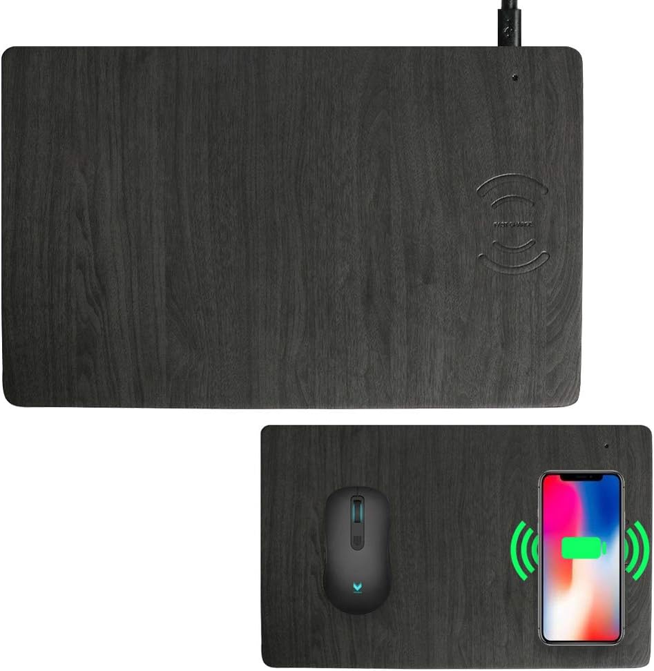 Fast Wireless Charger Mouse Pad Qi Certified Case-Friendly 10W Fast Wireless Charging Mouse Mat Compatible for iPhone 12,12Pro,11,11 Pro,XR,X,8,8 Plus,Samsung Galaxy S10/S9/S8,Note (7.5W/10) (Grey)