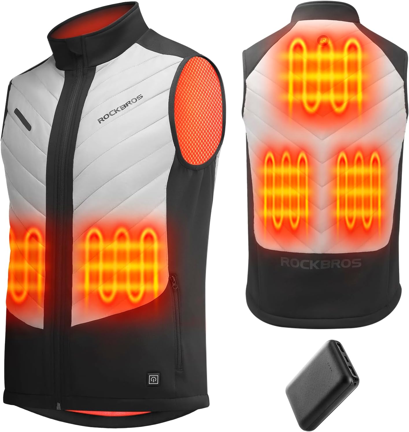 ROCKBROS Heated Vest with Battery Pack Included10000mAh - Unisex Smart Electric Heating, Quick Warmth,Washable