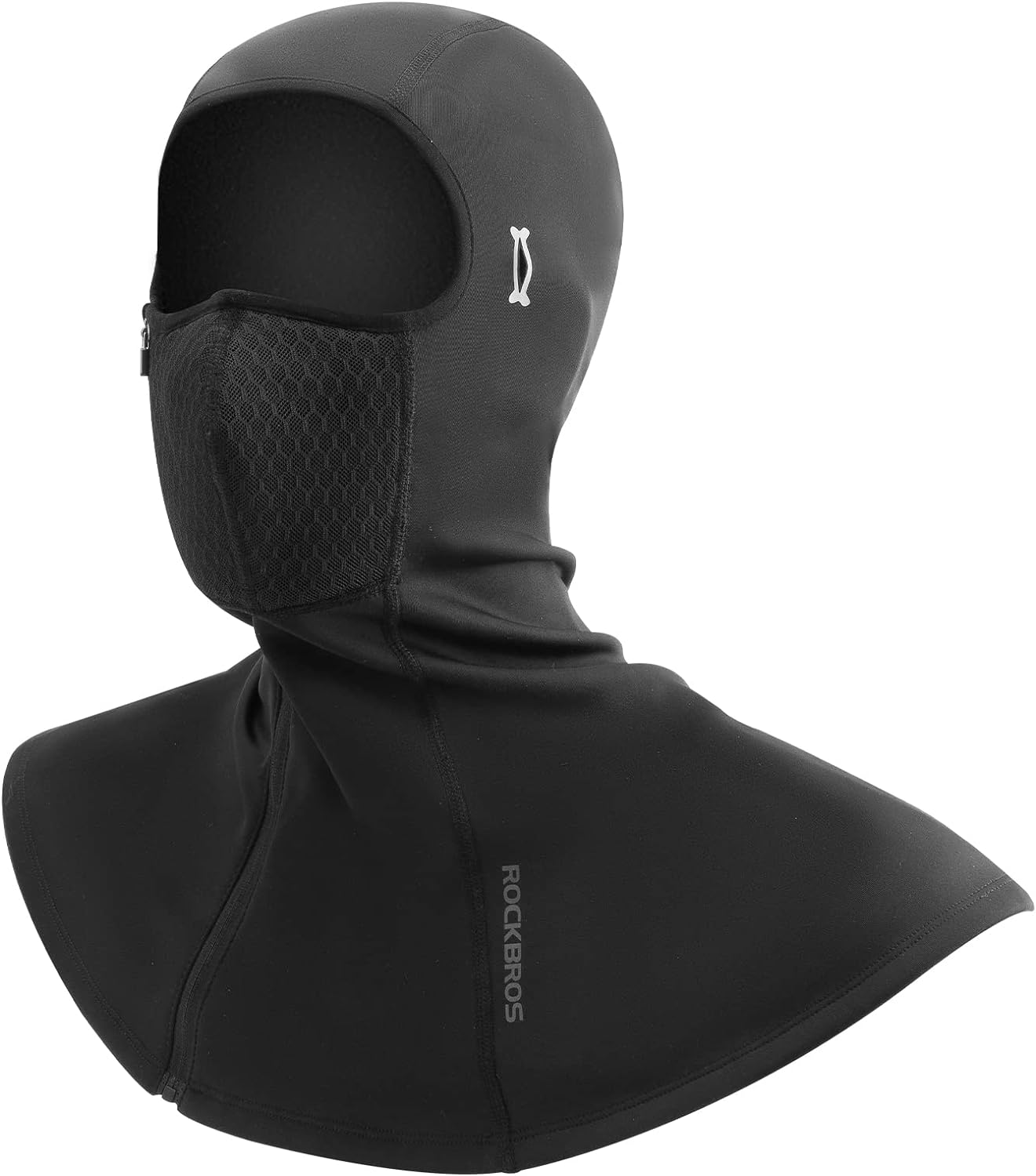 ROCKBROS Balaclava Ski Mask with Zipper Winter Full Face Cover Waterproof for Men Women Winter Fleece Hood Black for Skiing Cycling