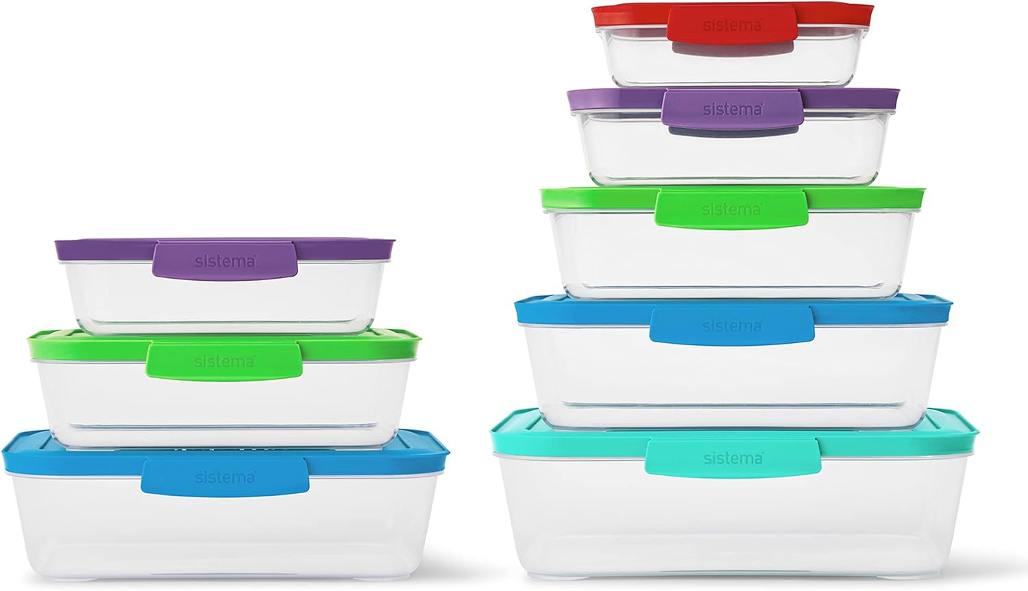 Sistema Nest It Food Storage Containers with Lids, Multicolor, (Pack of 8)