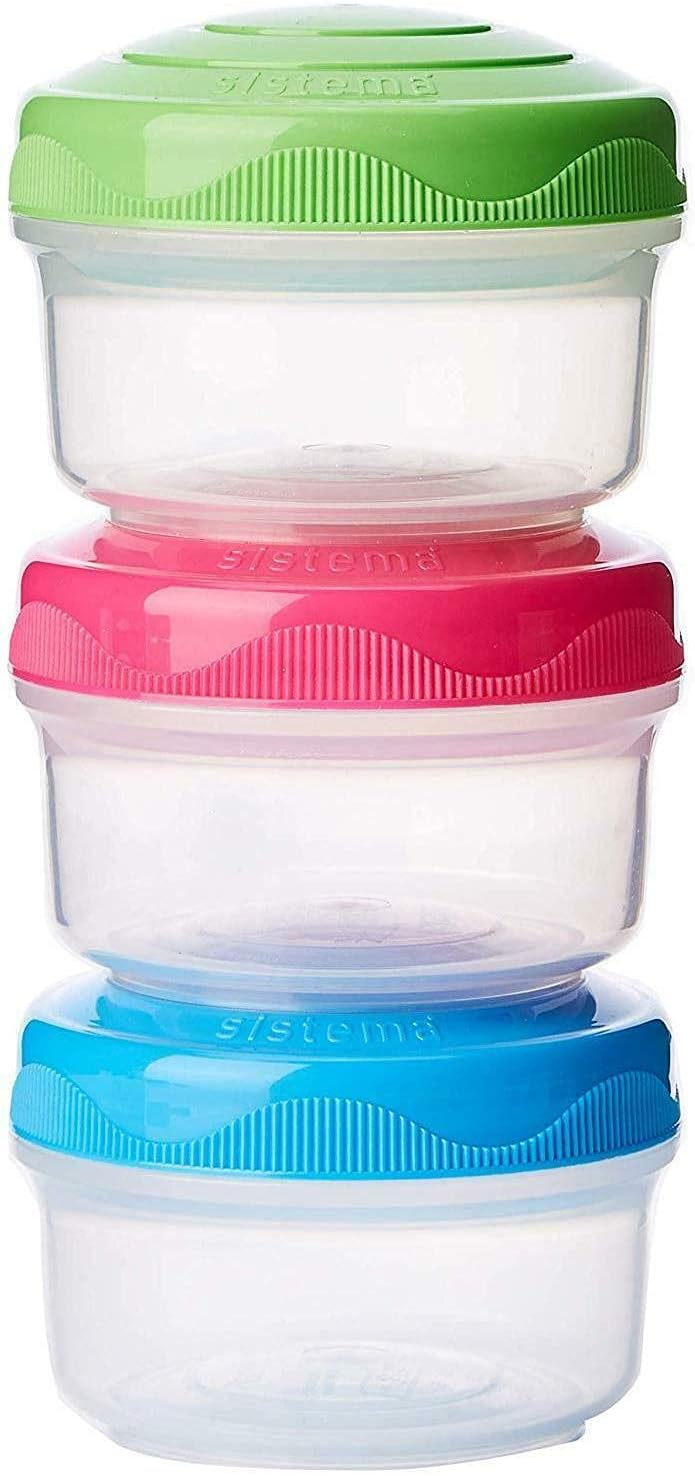 Sistema To Go Collection Mini Bites Small Food Storage Containers, 4.39 oz./130 mL, Pink/Green/Blue, 3 Count, Multicolor