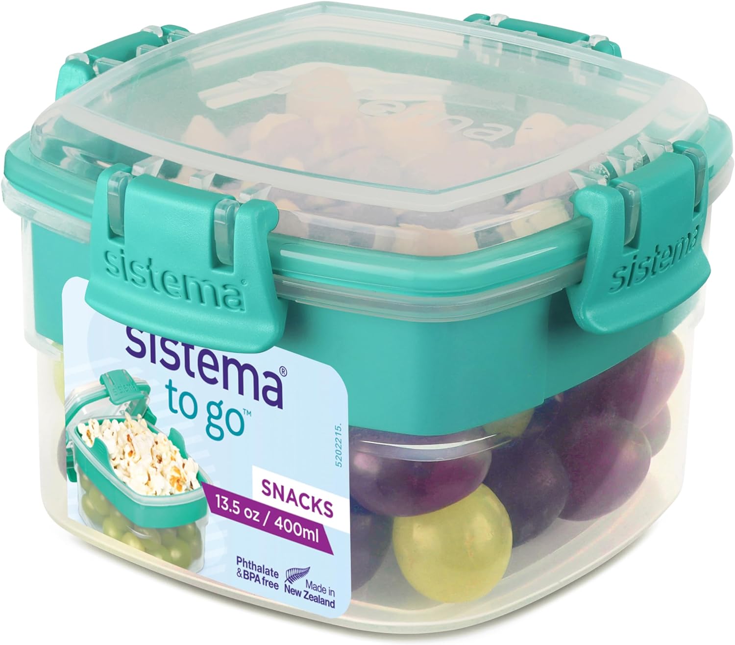 Sistema To Go Collection Snack Container, 13.5 oz./0.4 L, 1-count, Color Received May Vary