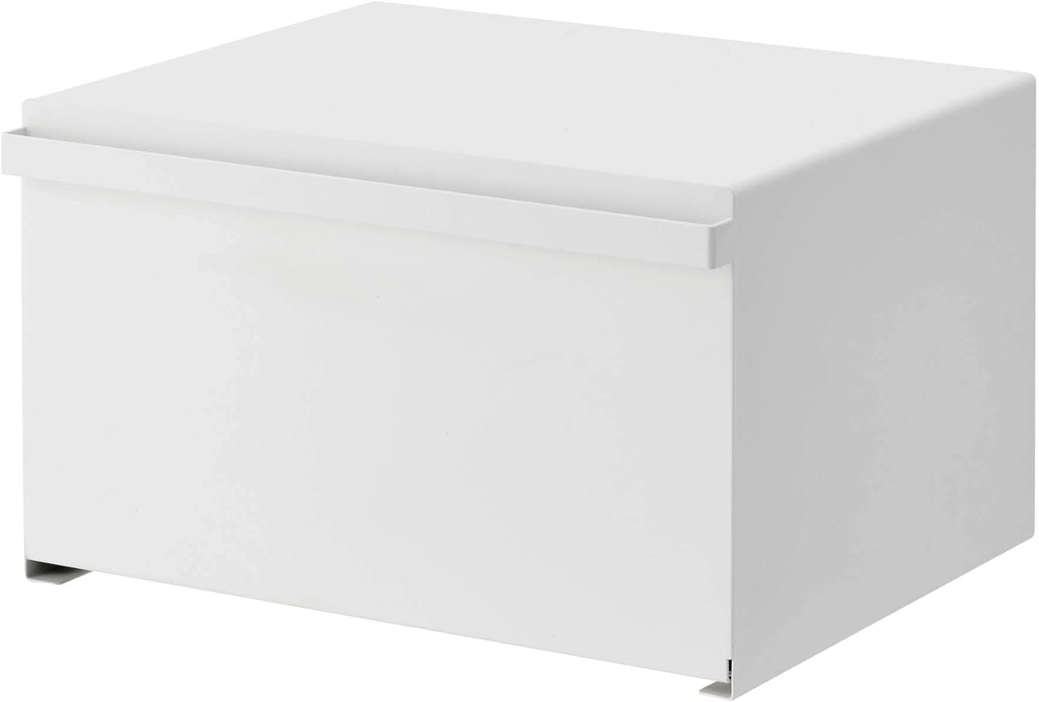 Yamazaki Home Bread Box Keeper Holder Container, Metal Bread Holder Saver, Slim Space Saving Counter Storage Steel One Size White