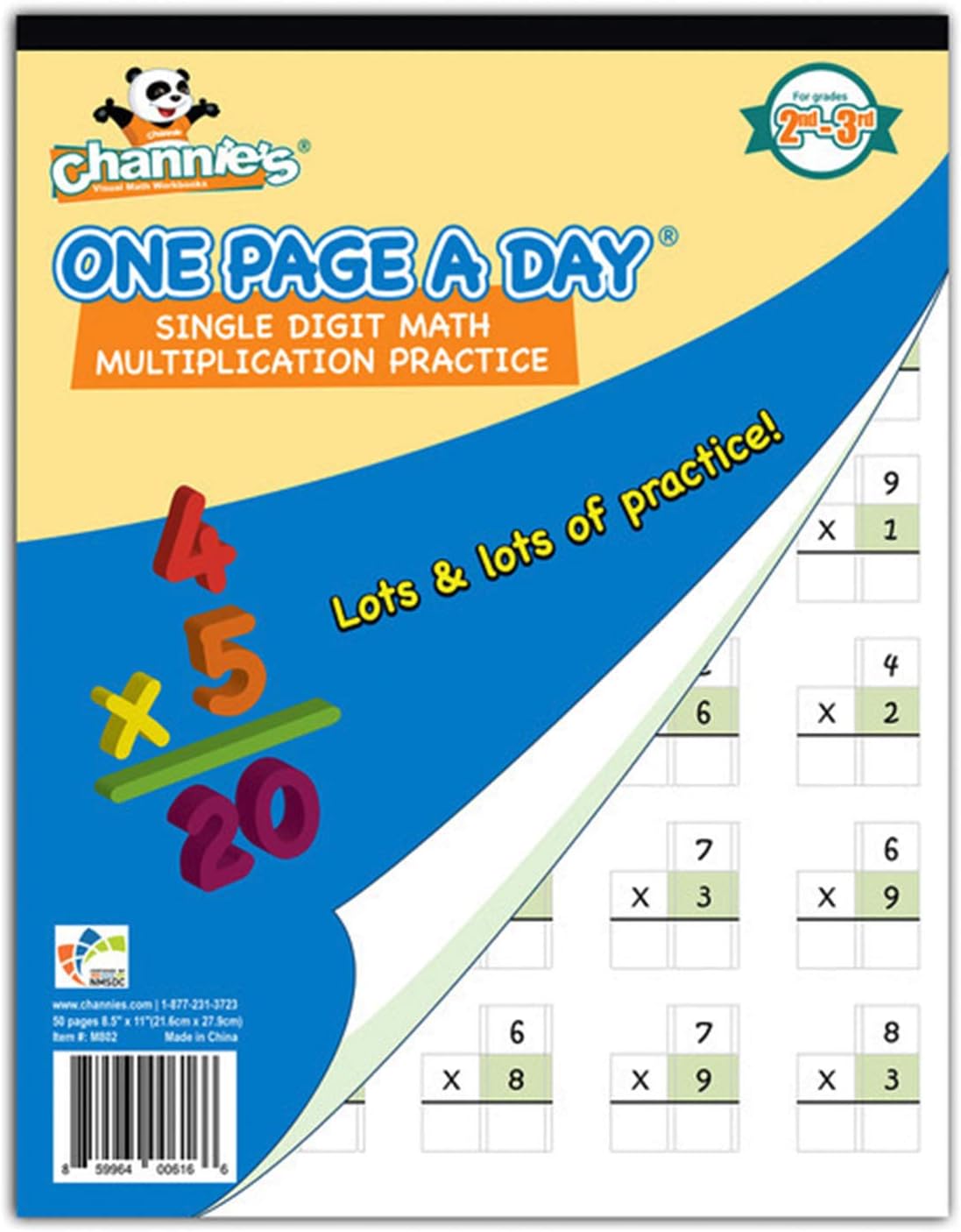 Channie' One Page A Day Single Digit (Beginner) Multiplication Math Problem Workbook for 2nd Graders and 3rd Grade Simply Tear Off On Page a Day For Math Repetition Exercise!