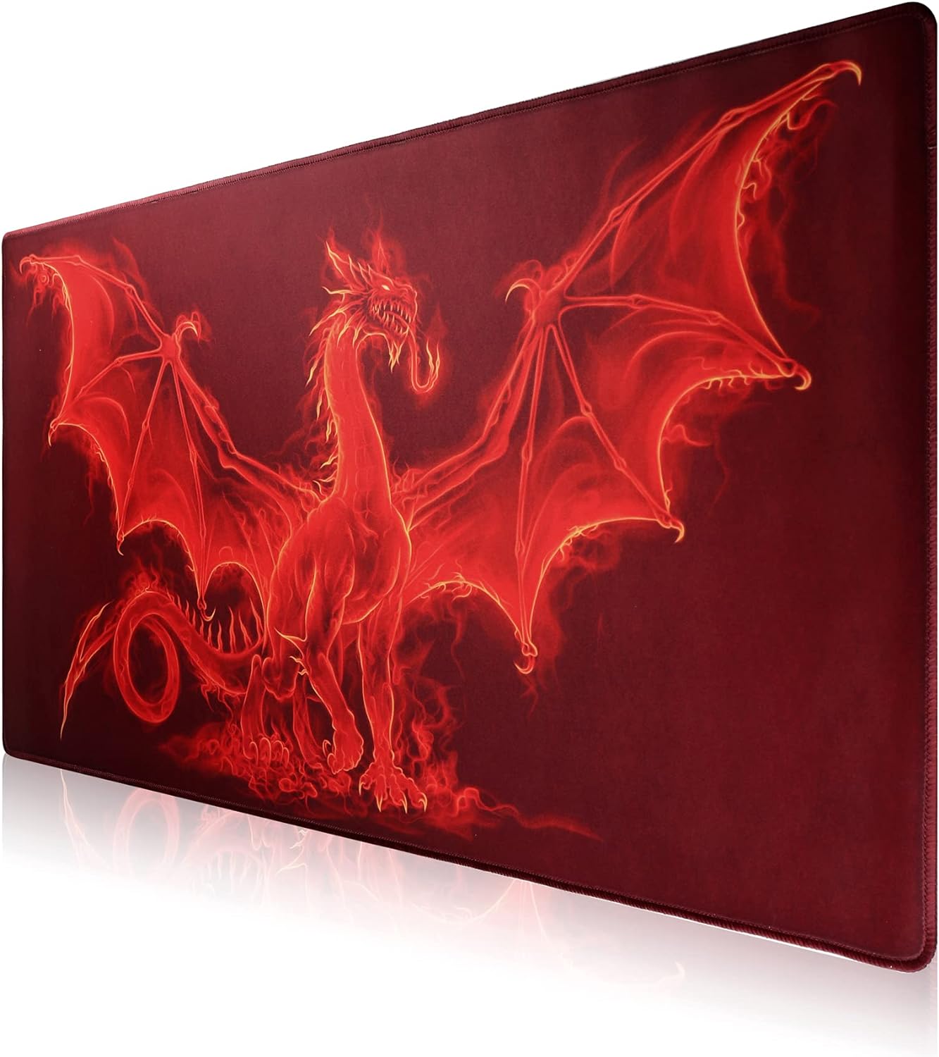 Jahosin Large Gaming Mouse Pad with Stitched Edges,[27.5x11.8In] Extended Mouse Pad with Non-Slip Natural Rubber Base for Gamer/Desktop/Office/Home (70x30 Red dragonus)