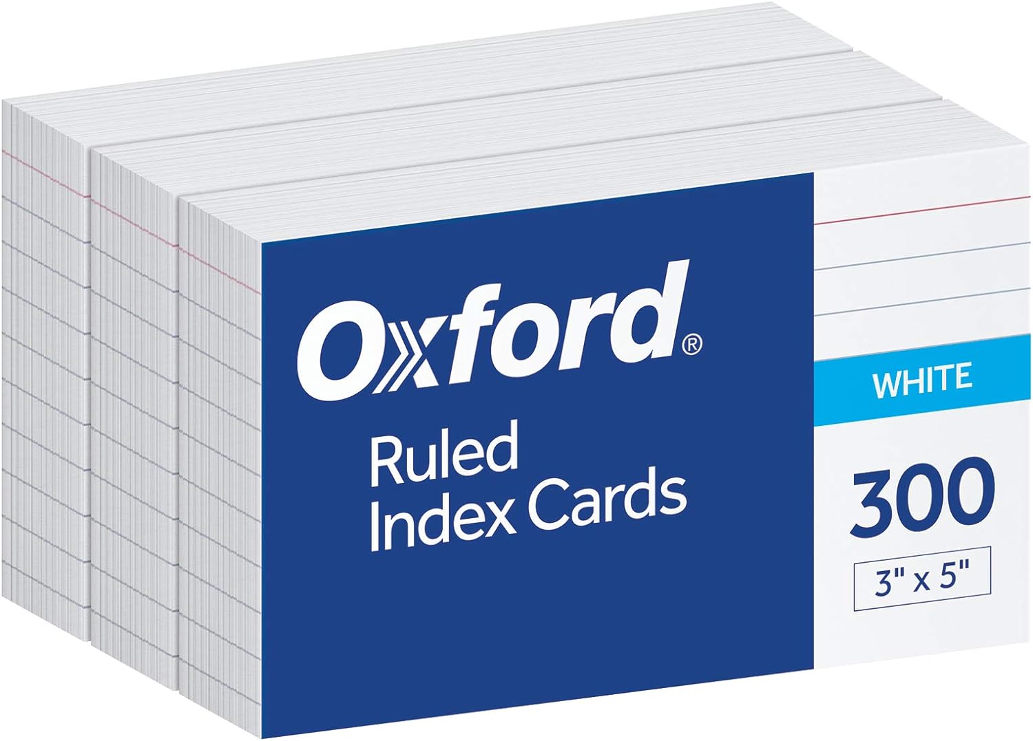 Oxford Ruled Index Cards, 3 x 5, White, Lined Index Flashcards, 300 per Pack (10022)