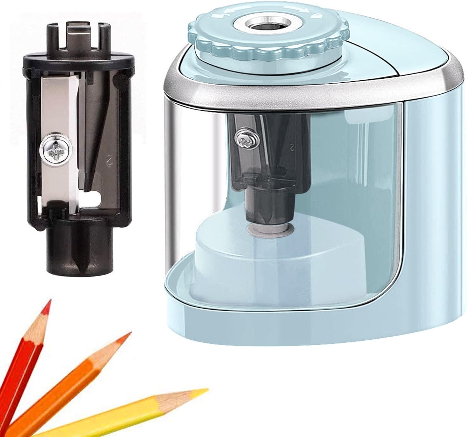 Aogwat Pencil Sharpener Electric Pencil Sharpeners, Portable Pencil Sharpener Kids, Blade to Fast Sharpen, Suitable for No.2/Colored Pencils(6-8mm)/School Pencil Sharpener/Classroom/Office/Home (Blue)