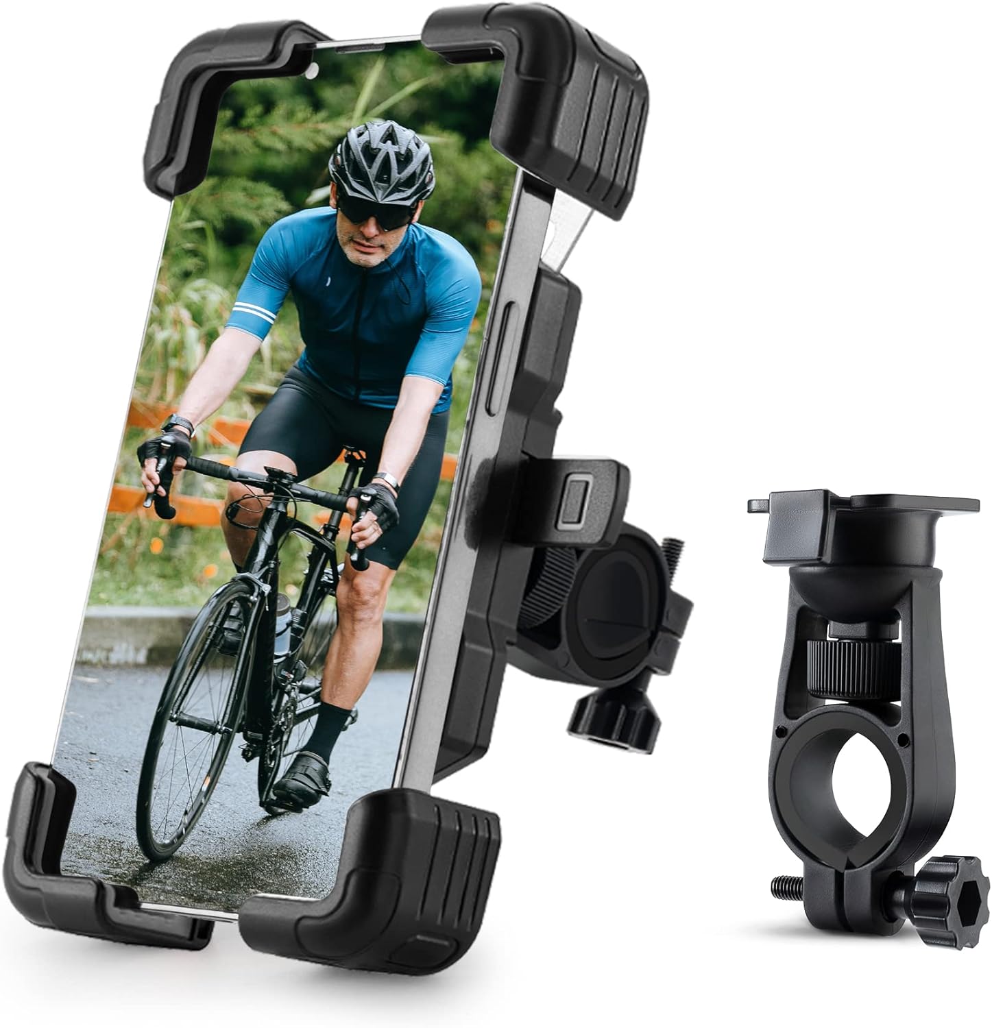 ROCKBROS Motorcycle Bike Phone Mount 1s Lock Bike Phone Holder Adjustable Motorcycle Phone Mount Handlebar/Rear View Mirror Phone Holder for iPhone 14 Plus/Pro Max, S23, 4.5 - 7.2 Phone