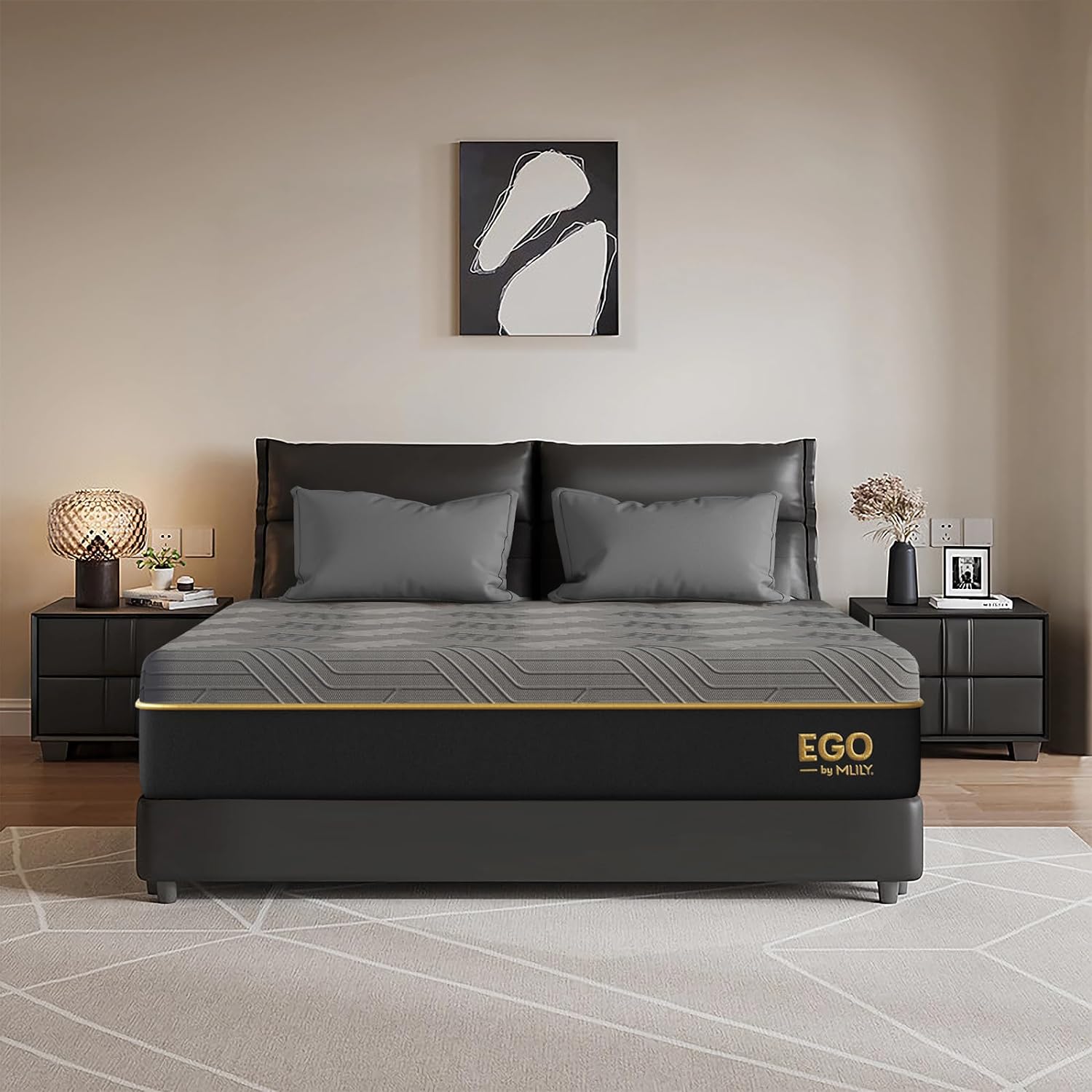 EGOHOME 12 Inch Queen Mattress, Copper Gel Cooling Memory Foam Mattress for Back Pain Relief,Therapeutic Double Matress Bed in a Box, CertiPUR-US Certified, 60x80x12, Black