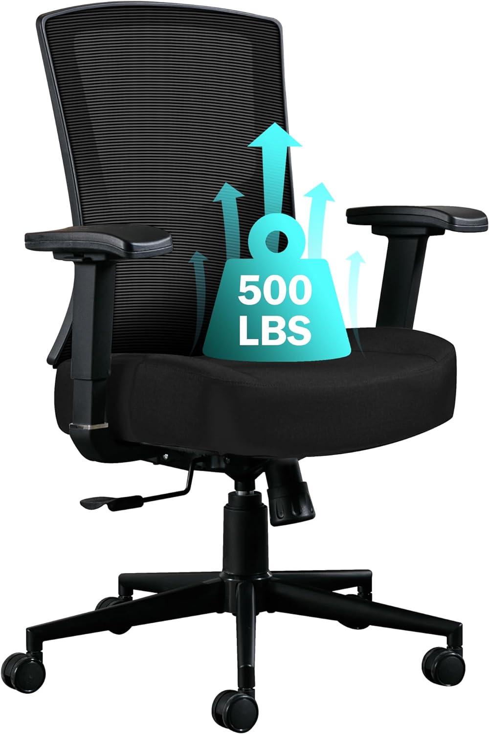 Blue Whale Big and Tall Office Chair 500lbs, Ergonomic High Back Computer Desk Chair for Heavy People with 2D Adjustable Waist Support and Heavy Duty Metal Base Mesh Chair