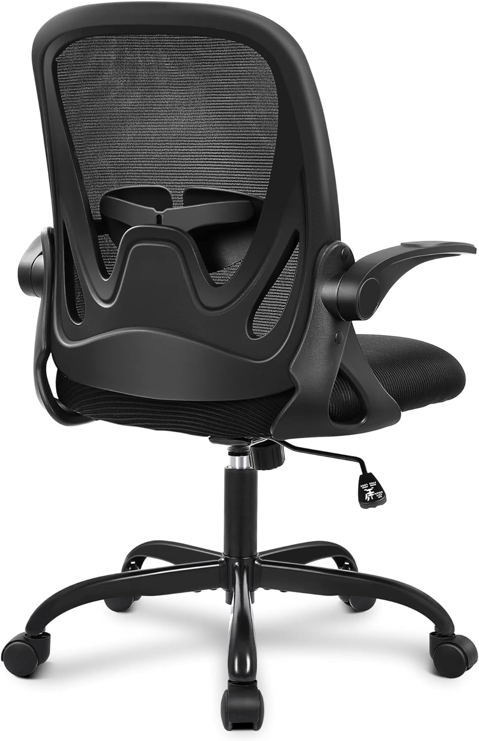 Primy Office Ergonomic Desk Chair with Adjustable Lumbar Support and Height, Swivel Breathable Mesh Computer Chair with Flip up Armrests for Conference Room (Black)