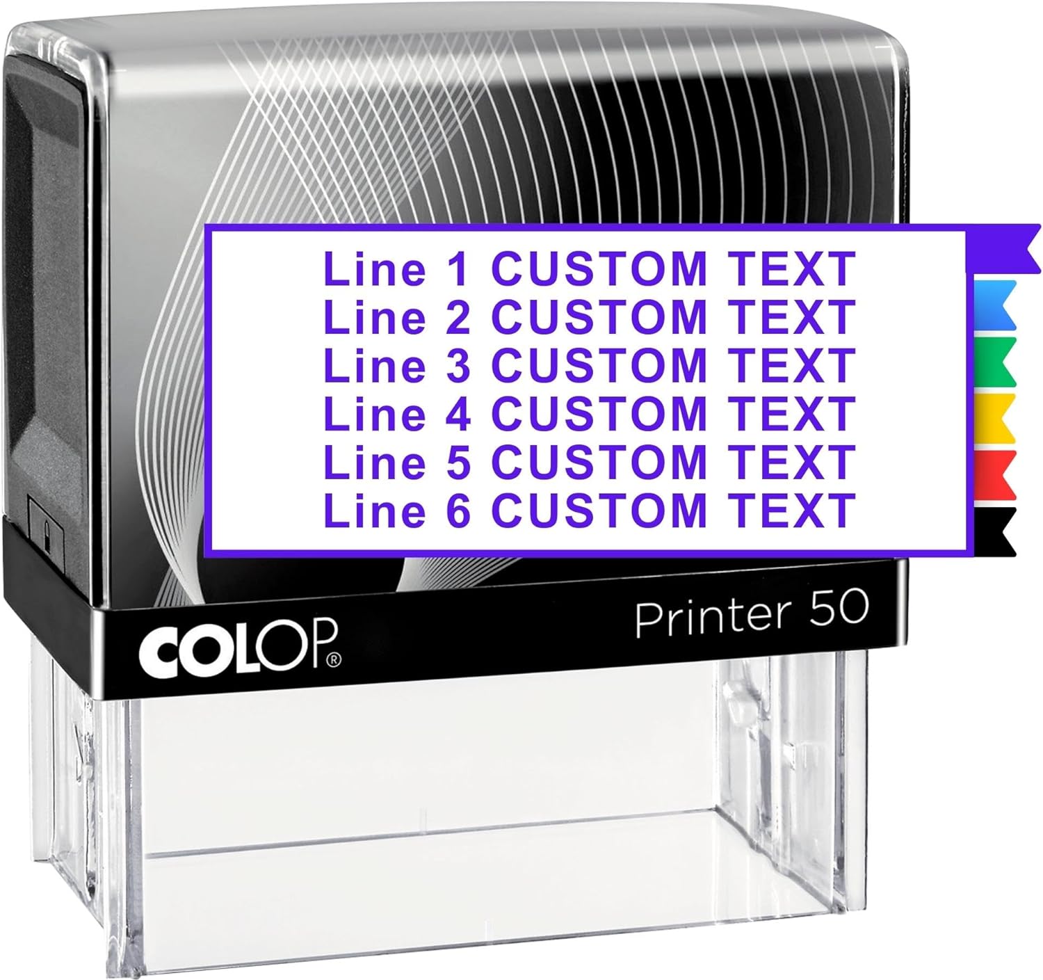 StampBee Extra Large Custom Stamp - Up to 6 Lines of Personalized Text, 6 Ink Colors & Many Fonts, Self Inking Business Stamp, Personal use, Return Address, Labels, Name, Office Supplies, Rubber Stamp