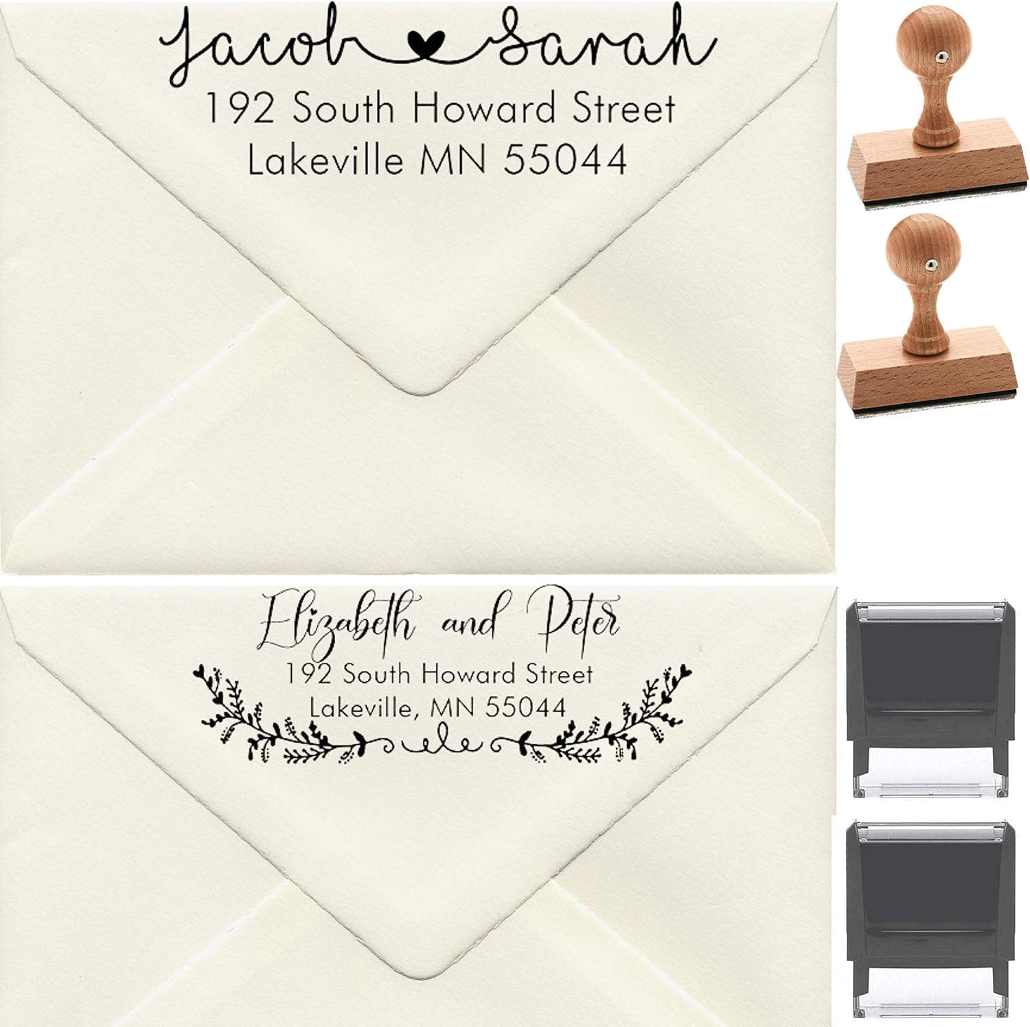 Custom Address Stamp Personalized - Wedding Invites Favor Thank You Stamper 10 Designs to Choose!! Customized Stamper Self Inking Return Mail 3 4 Lines Stamp, Self-Inking Ink Rubber Wood