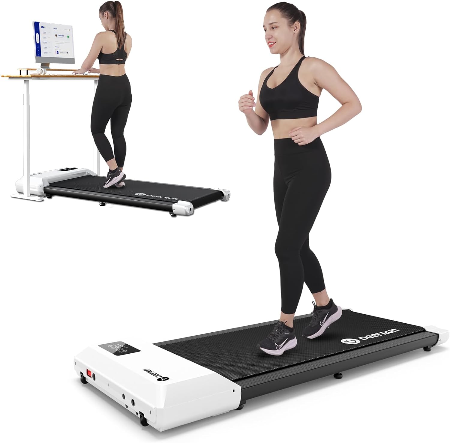 Walking Pad 2 in 1 Under Desk Treadmill, 2.5HP Low Noise Walking Pad Running Jogging Machine with Remote Control for Home Office, Lightweight Portable Desk Treadmill Installation Free