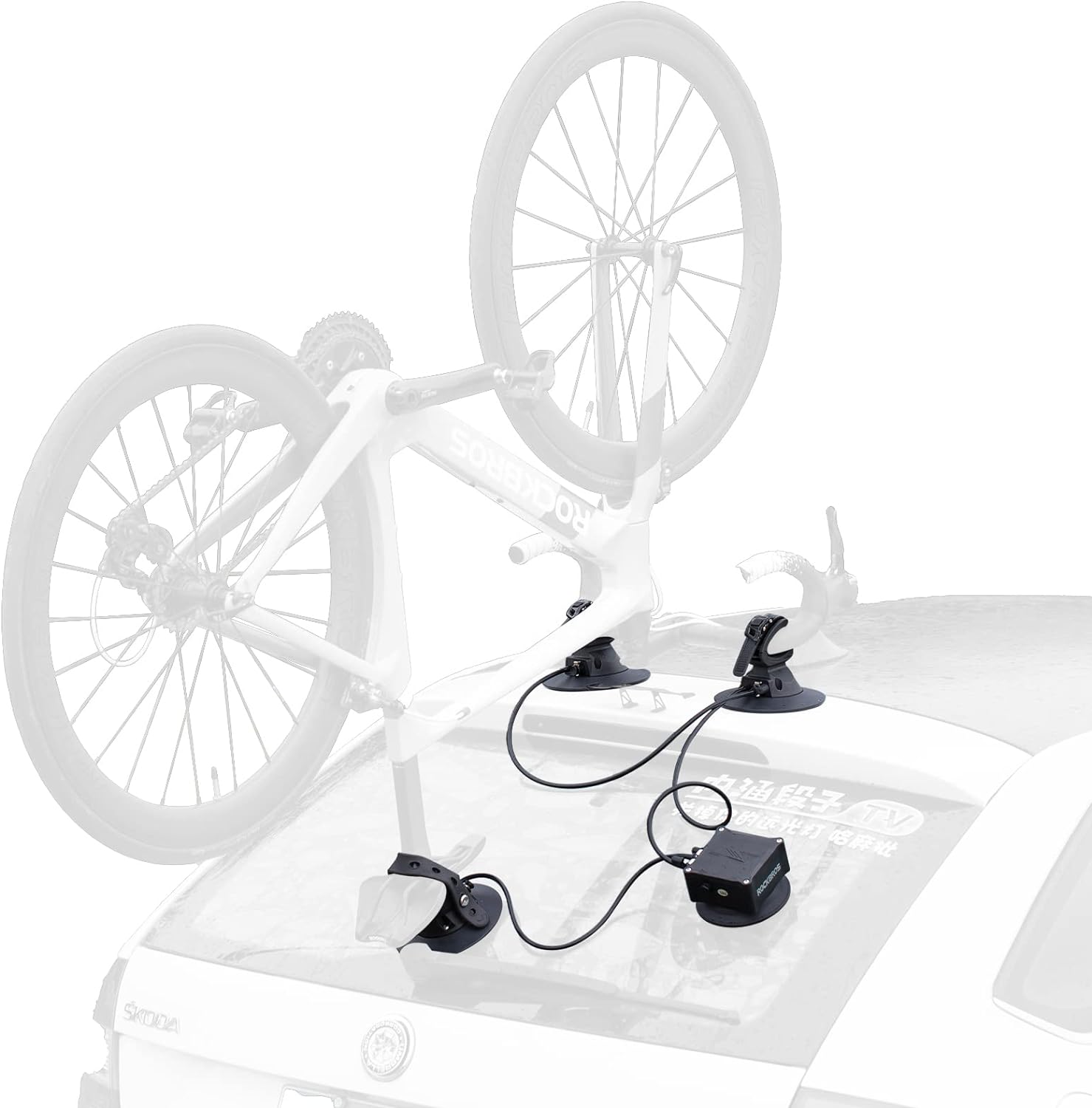 ROCKBROS Single Bike Rack for Cars Electric Suction Cup Bike Rack for Car Roof with No Hitch Mount No Demage to Paint Bike Rack