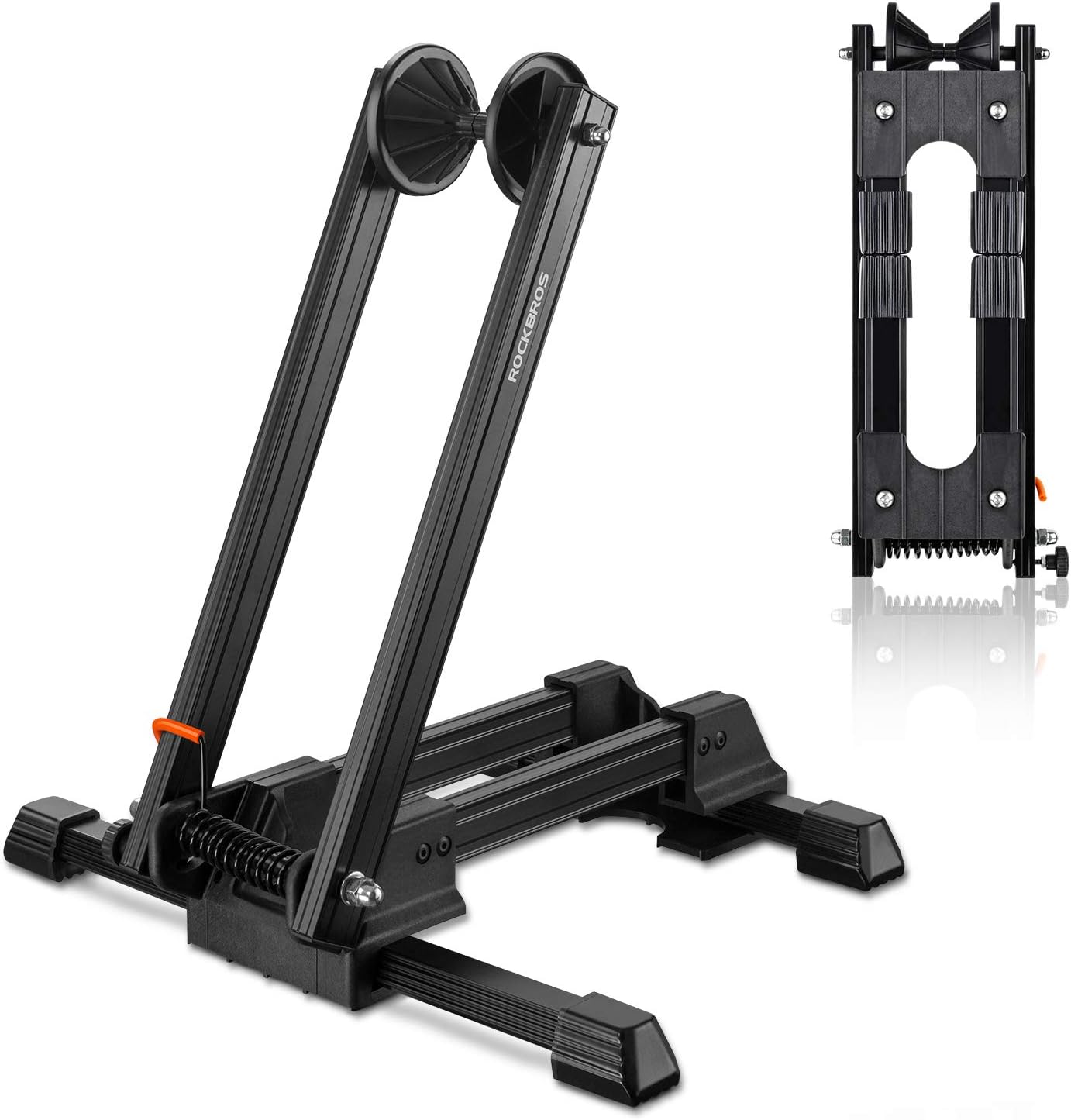 ROCKBROS Foldable Bike Stand Floor Alloy Bicyle Stand Folding Indoor Parking Wheel Holder Fit 20-29 (Black)