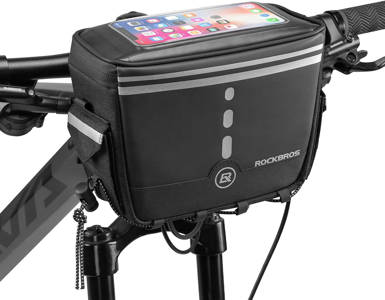 ROCKBROS Bike Handlebar Bag, Bicycle Front Storage Bags Bike Phone Mount Pouch Bag with Removable Shoulder Strap for Road Mountain Commute Bike