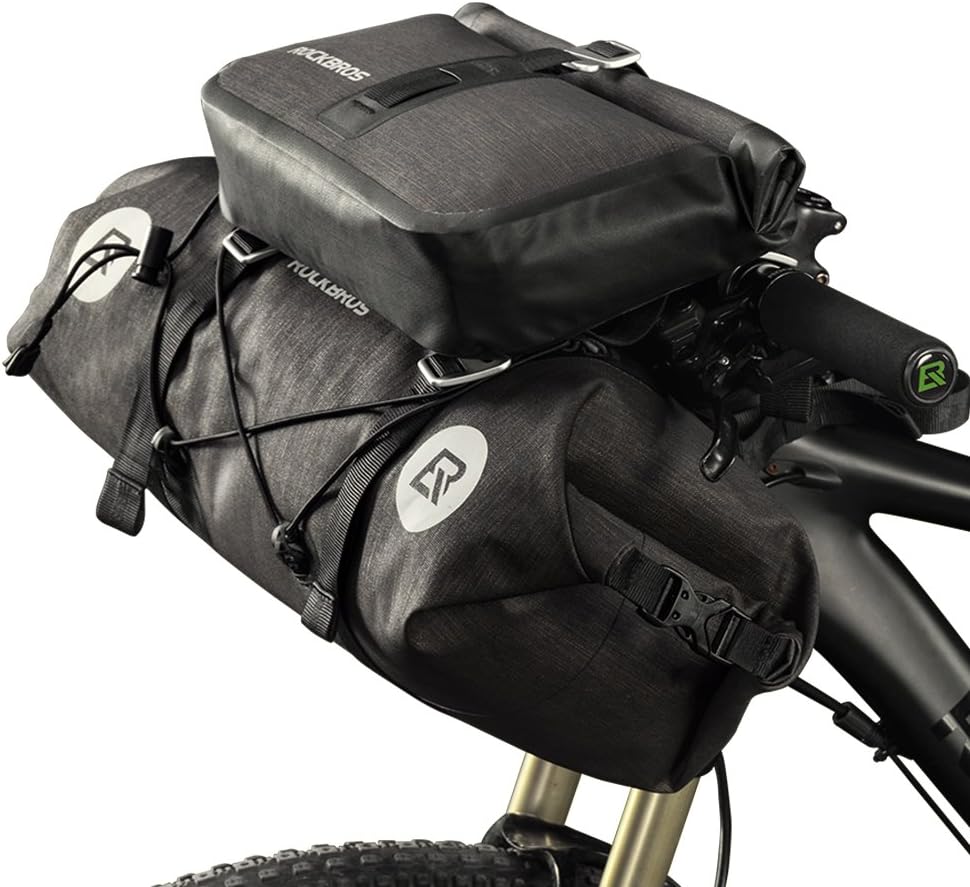 ROCKBROS Waterproof Handlebar Bags 12L-20L Bikepacking Bags Front 2 Dry Packs for MTB Road Bicycles Bikepacking Accessories