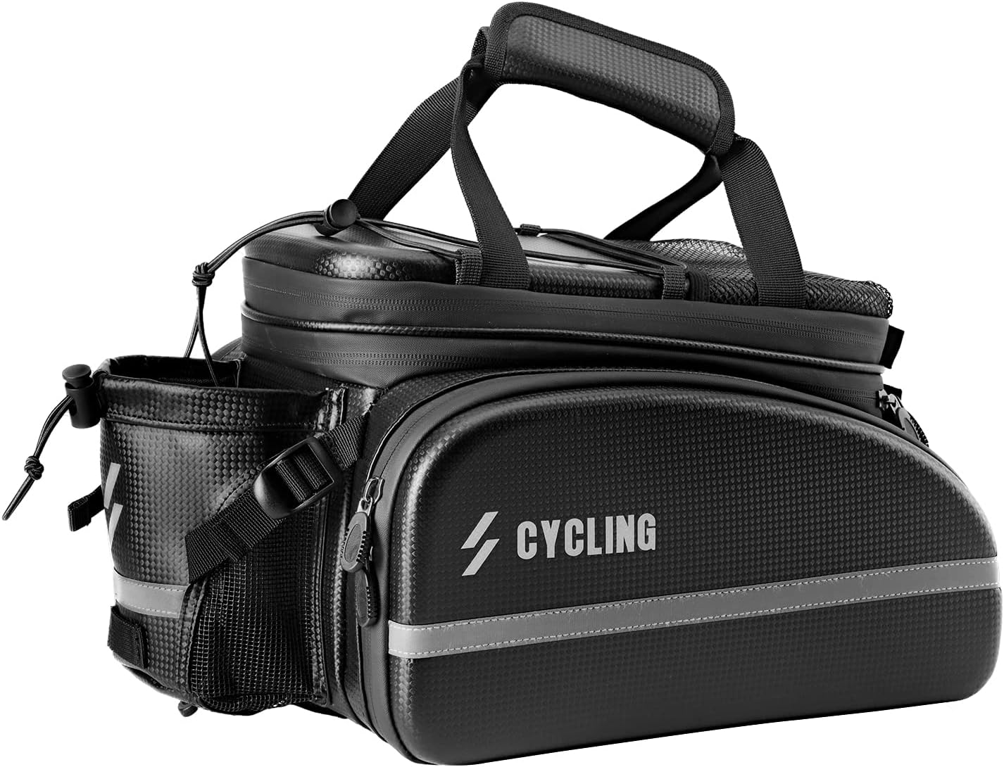 ROCKBROS Bike Bag Bike Rack Bag Bike Trunk Bag Carbon Leather Bicycle Rear Seat Cargo Bag Bike Pannier Handbag 3 in 1